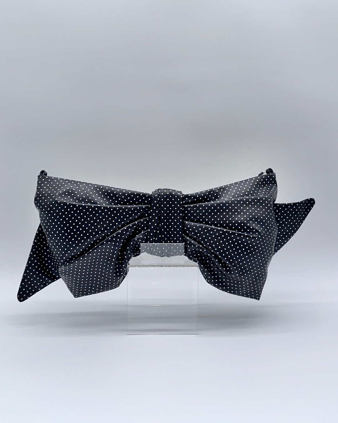Silver Dot Oversized Bow Clutch