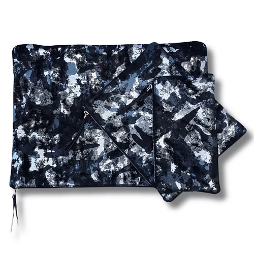 Silver Dot Large Zip Pouch