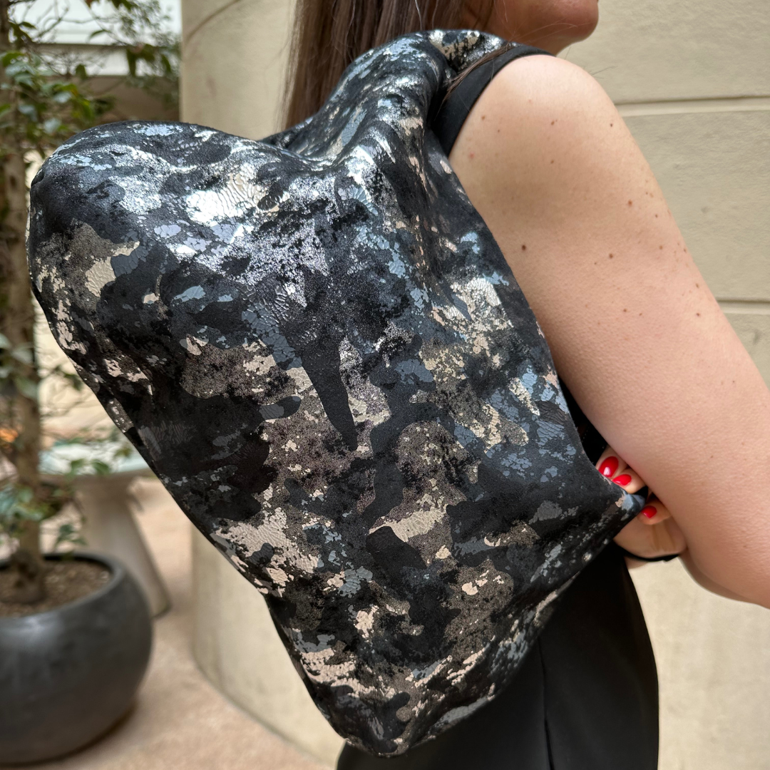 Silver Dot Soft Leather Hobo