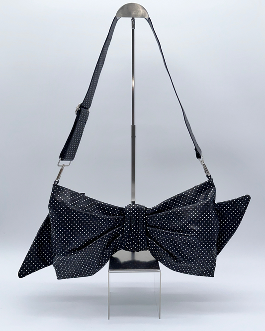 Silver Dot Oversized Bow Clutch