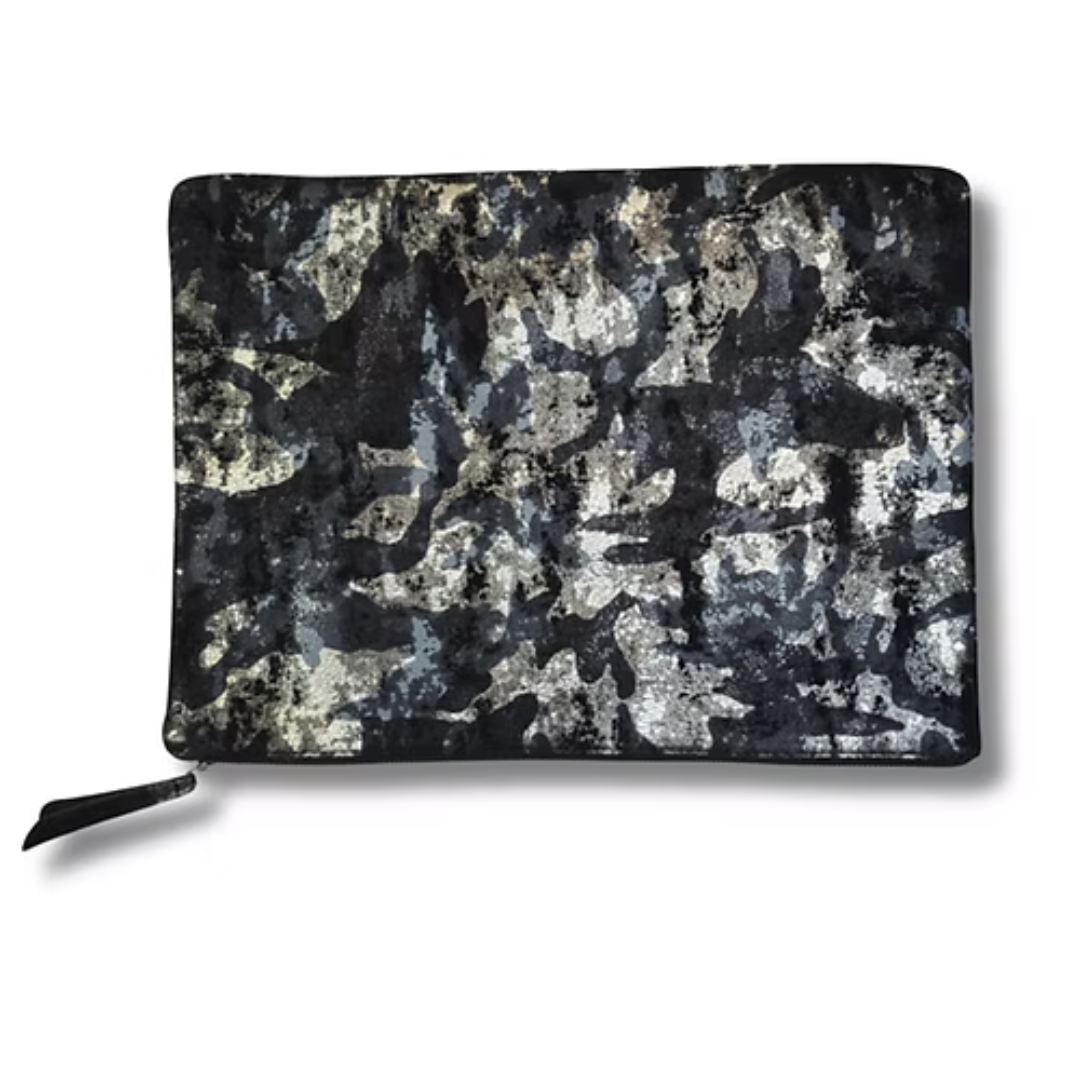 Silver Dot Large Zip Pouch