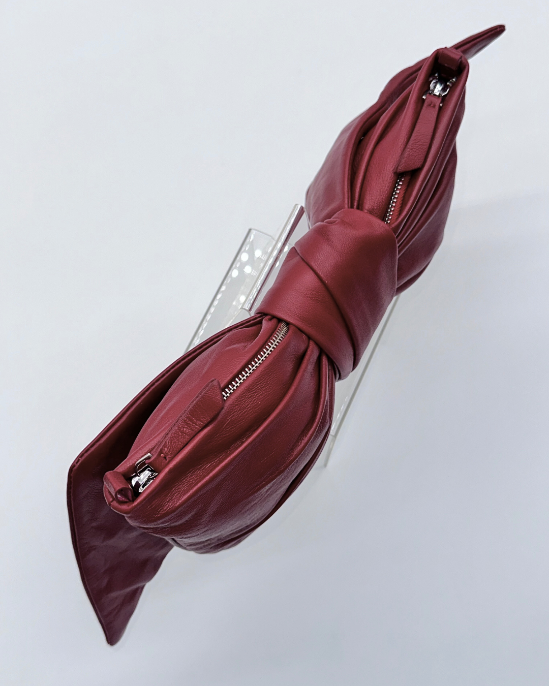 Burgundy Bow Clutch