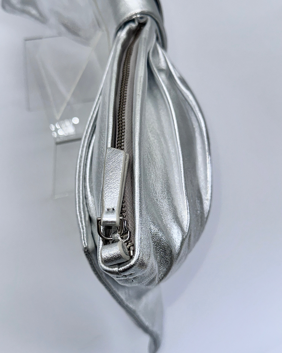 Silver Oversized Bow Clutch