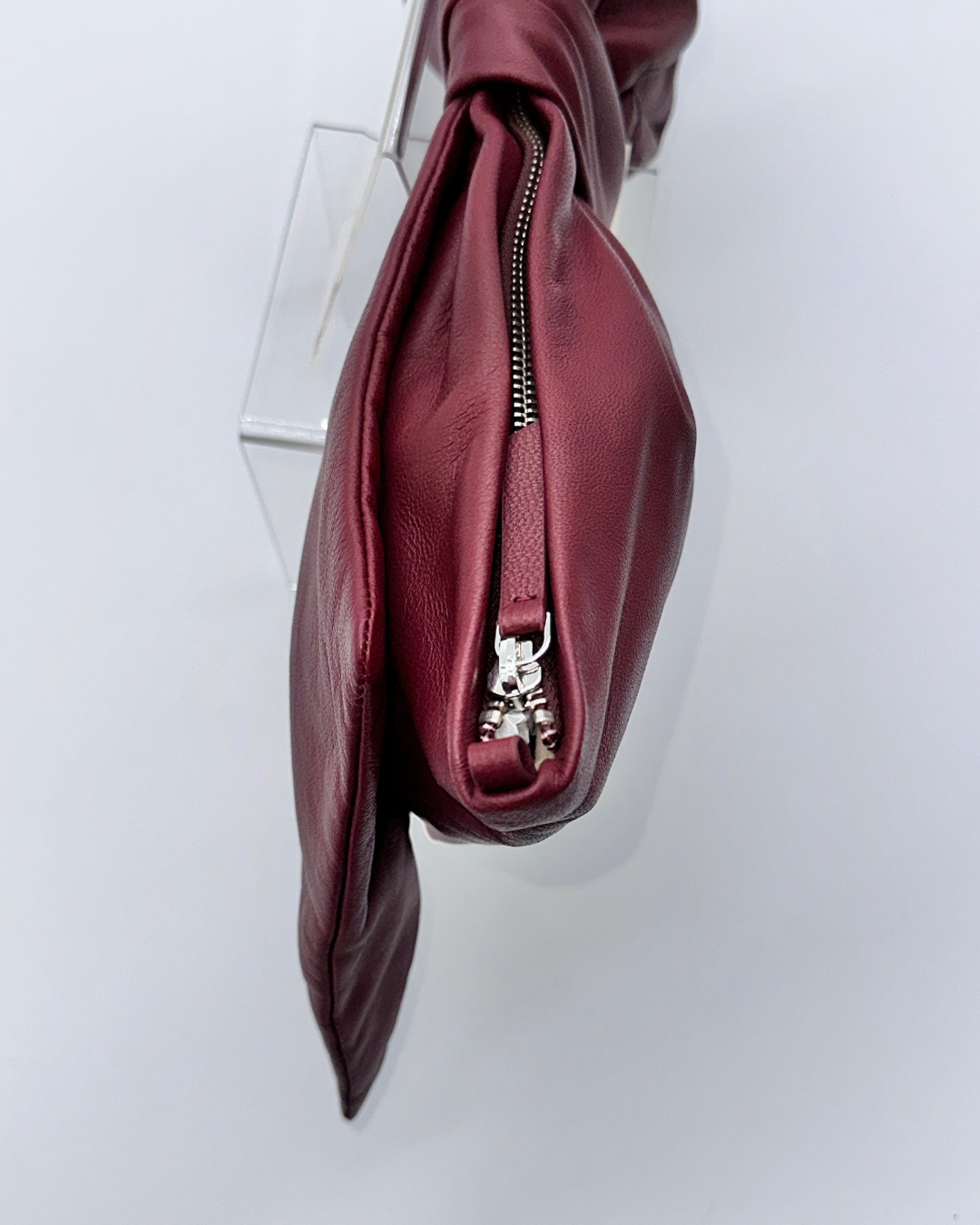 Burgundy Oversized Bow Clutch