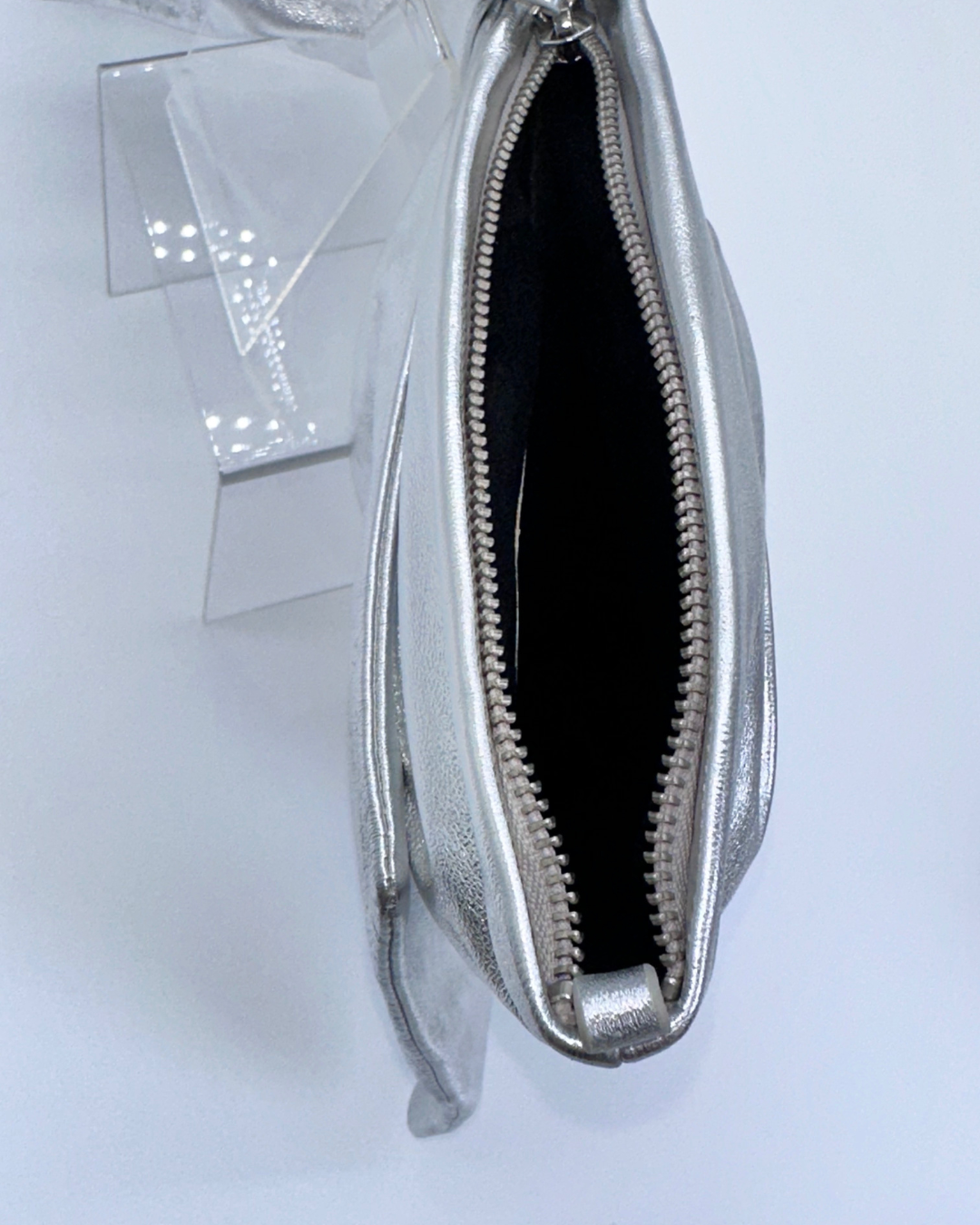 Silver Oversized Bow Clutch
