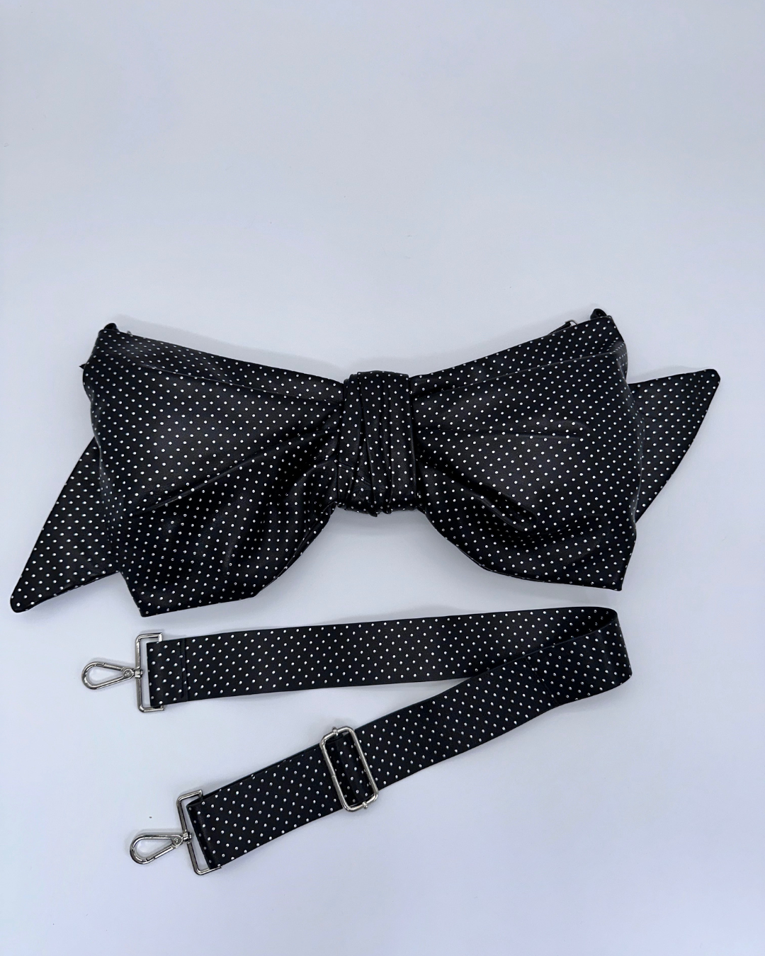 Silver Dot Oversized Bow Clutch