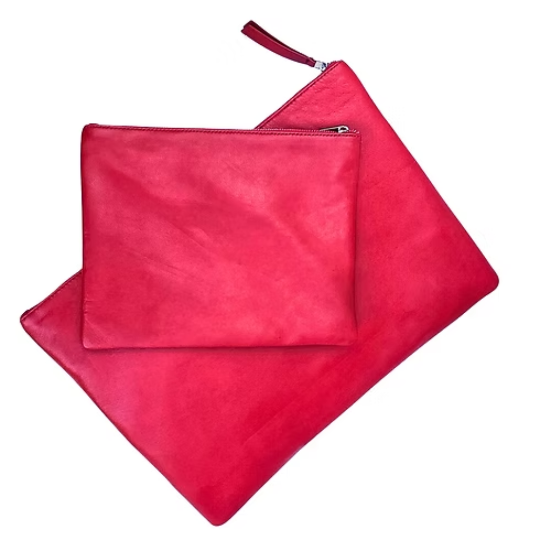 Silver Dot Large Zip Pouch