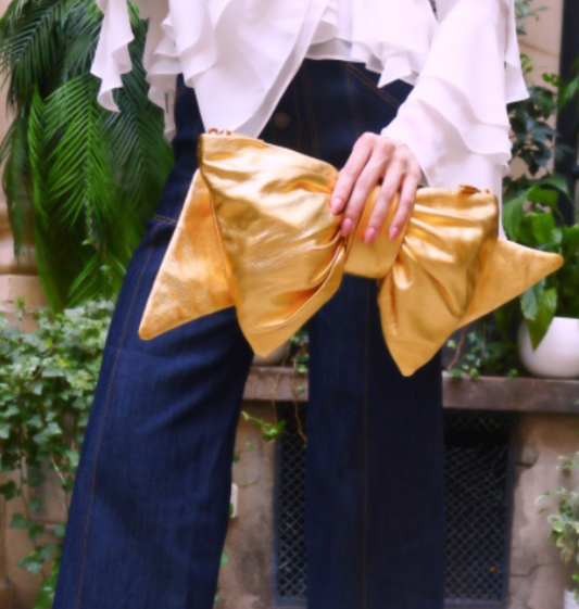 Gold Oversized Bow Clutch