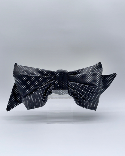 Silver Dot Oversized Bow Clutch