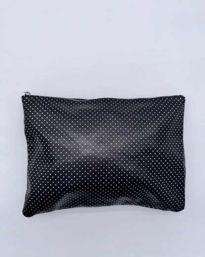 Silver Dot Large Zip Pouch