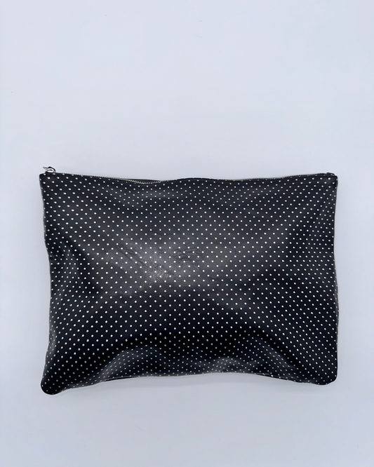 Silver Dot Large Zip Pouch