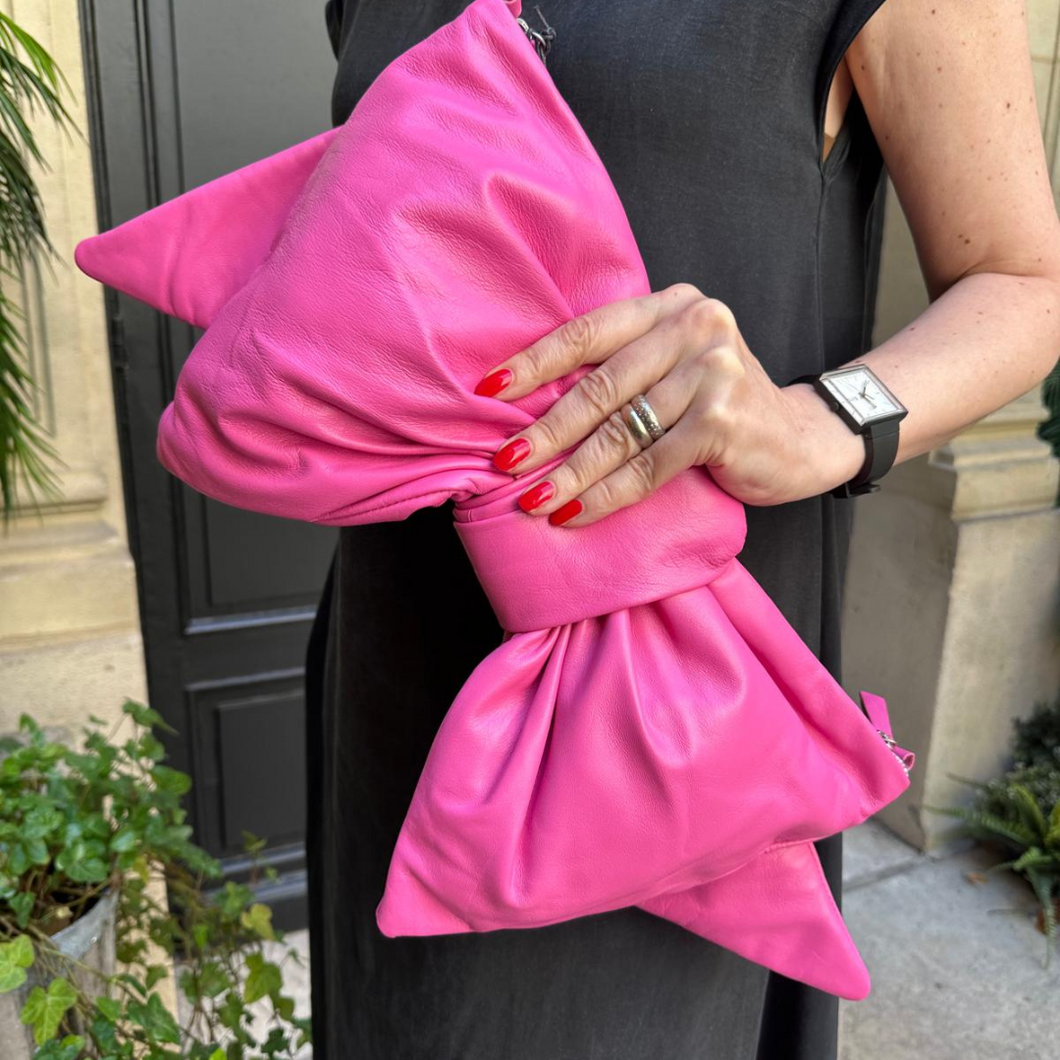 Pink Oversized Bow Clutch
