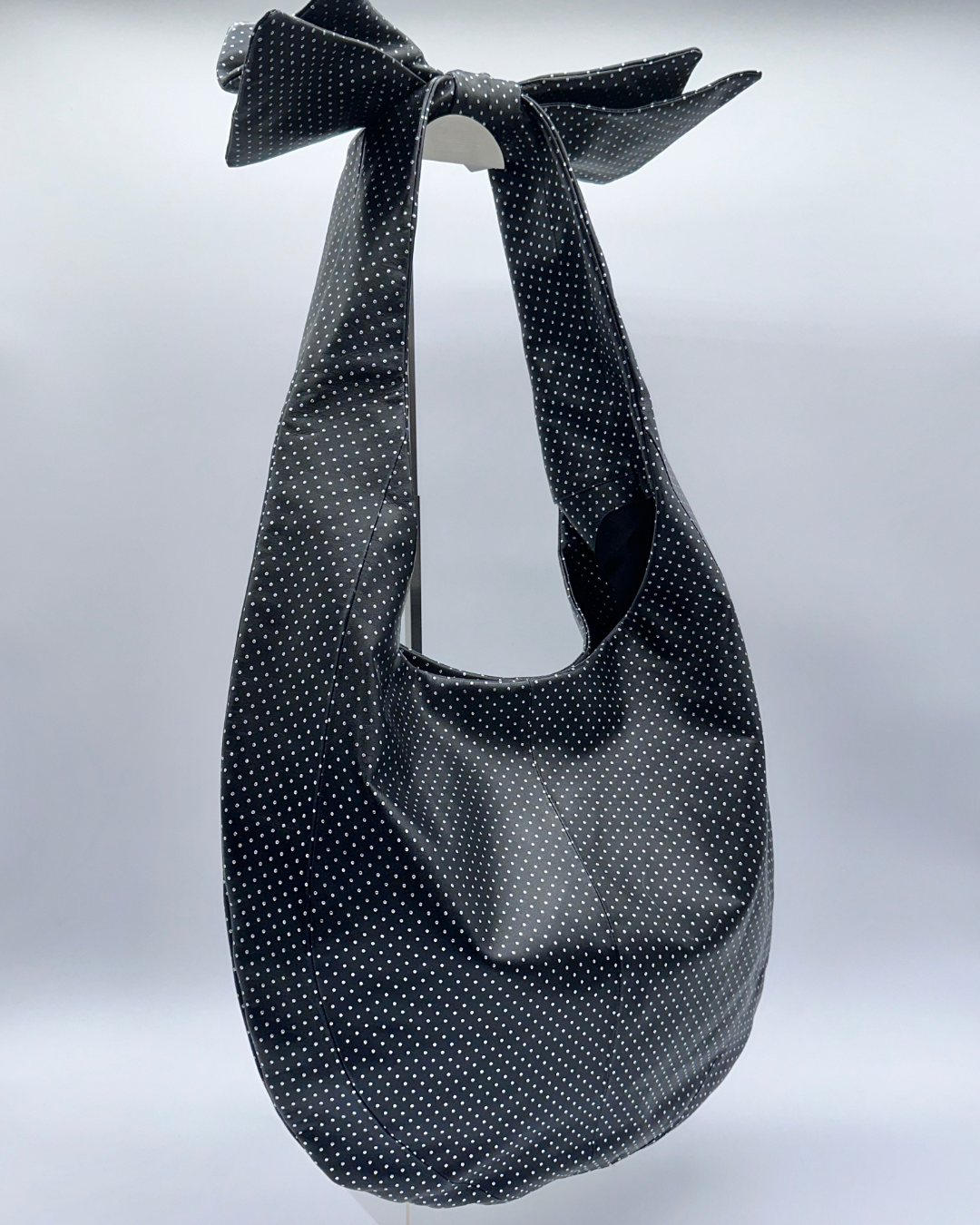 Silver Dot Oversized Bow Hobo
