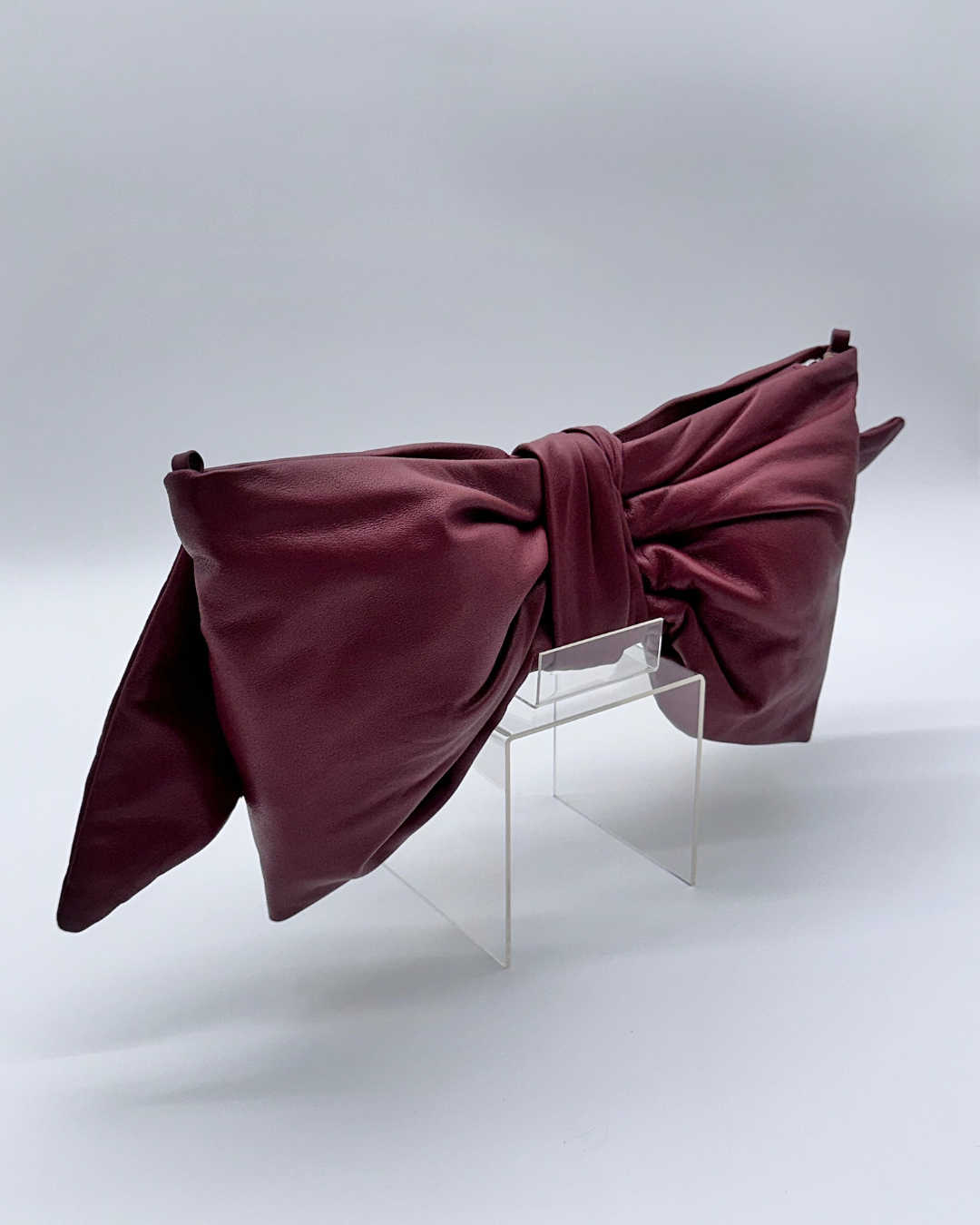 Burgundy Oversized Bow Clutch