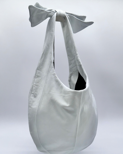 White Oversized Bow Hobo