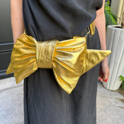 Gold Oversized Bow Clutch