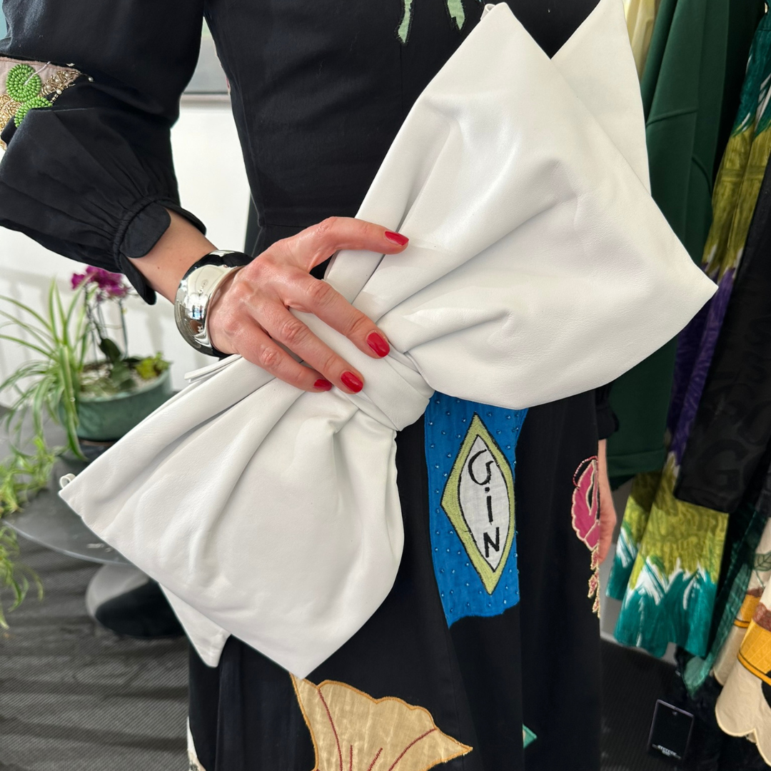 White Oversized Bow Clutch