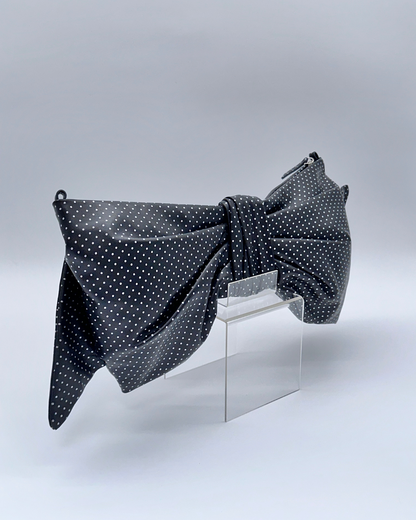 Silver Dot Oversized Bow Clutch