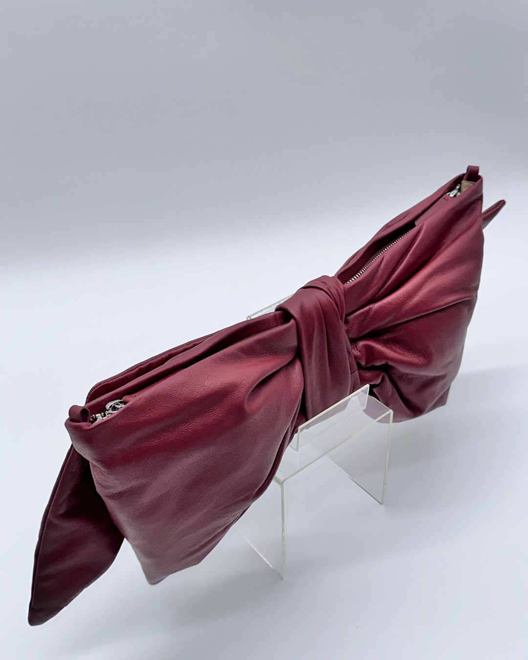 Burgundy Oversized Bow Clutch