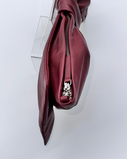 Burgundy Oversized Bow Clutch