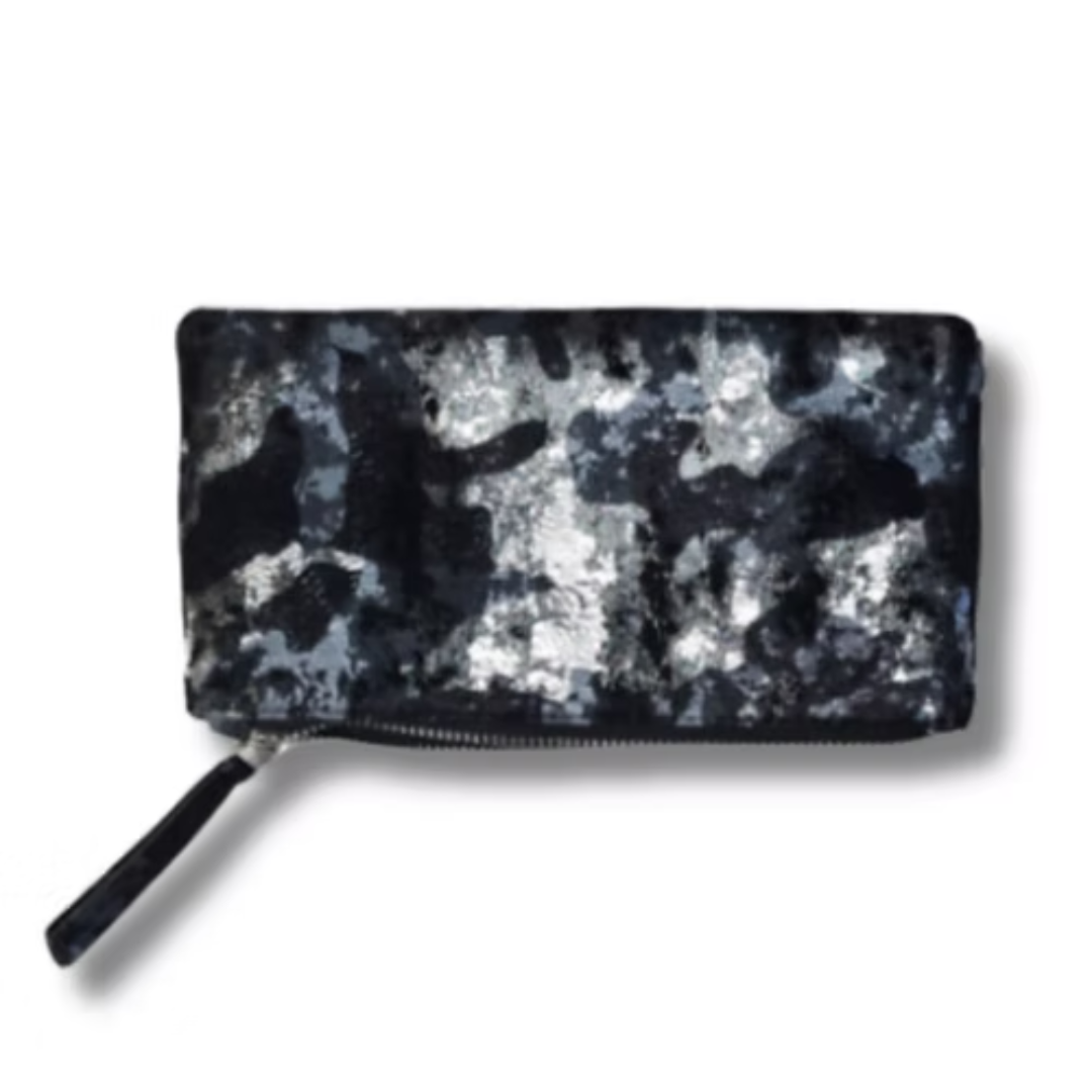 Silver Dot Small Zip Pouch