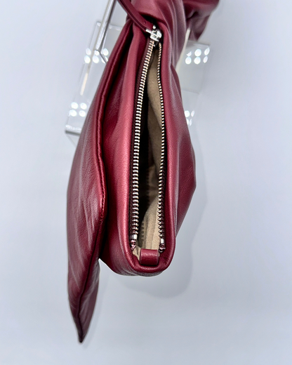 Burgundy Oversized Bow Clutch