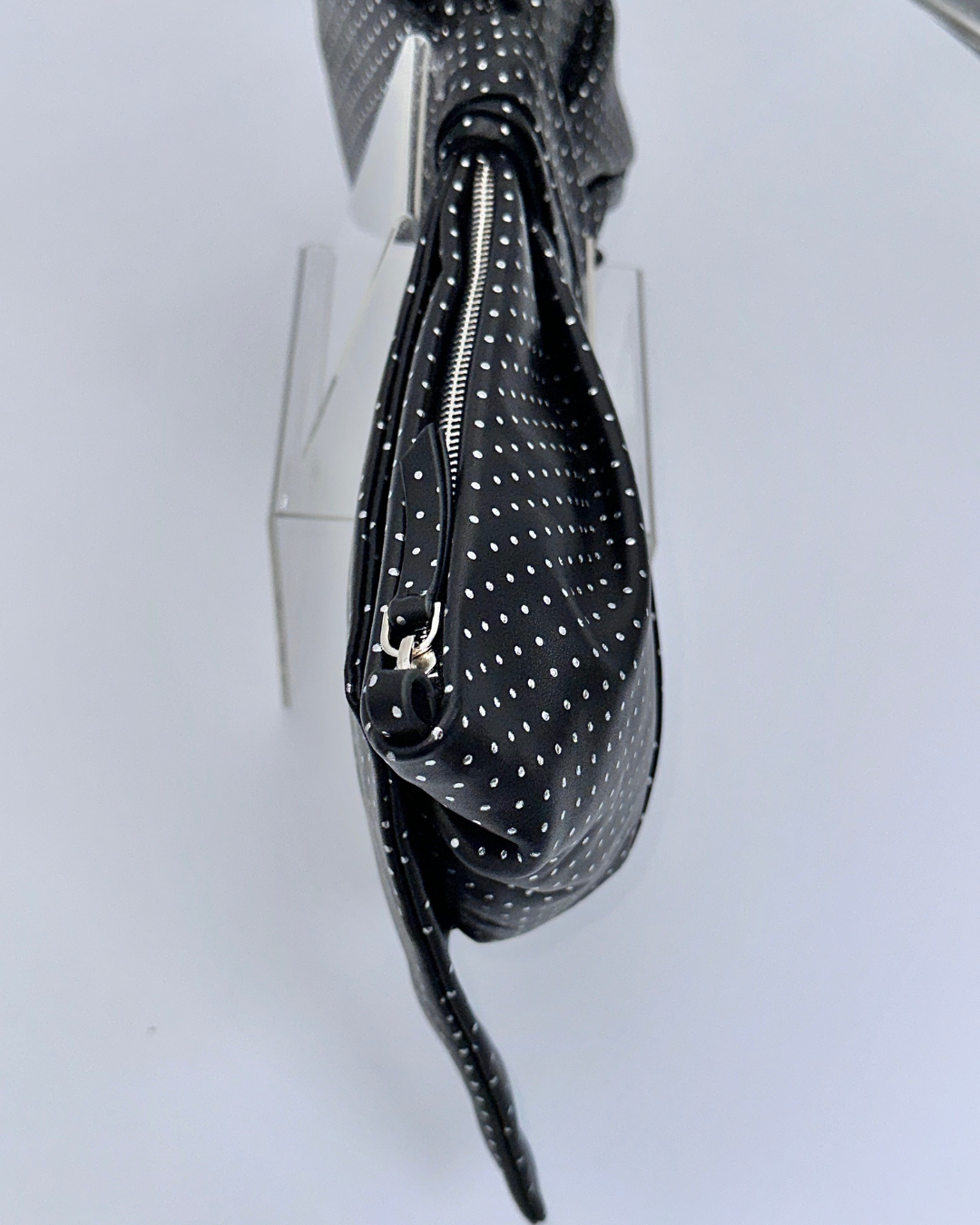 Silver Dot Oversized Bow Clutch