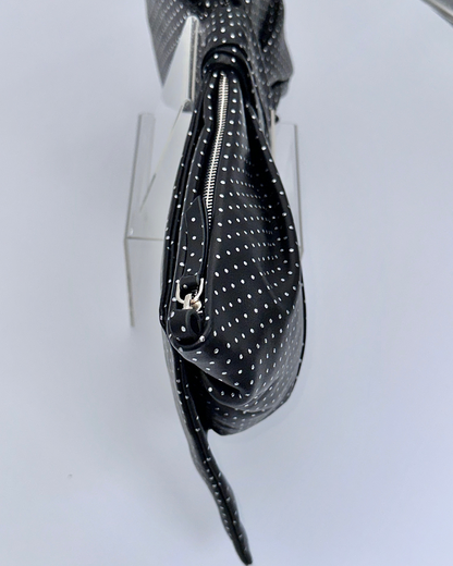 Silver Dot Oversized Bow Clutch