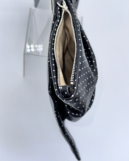 Silver Dot Oversized Bow Clutch