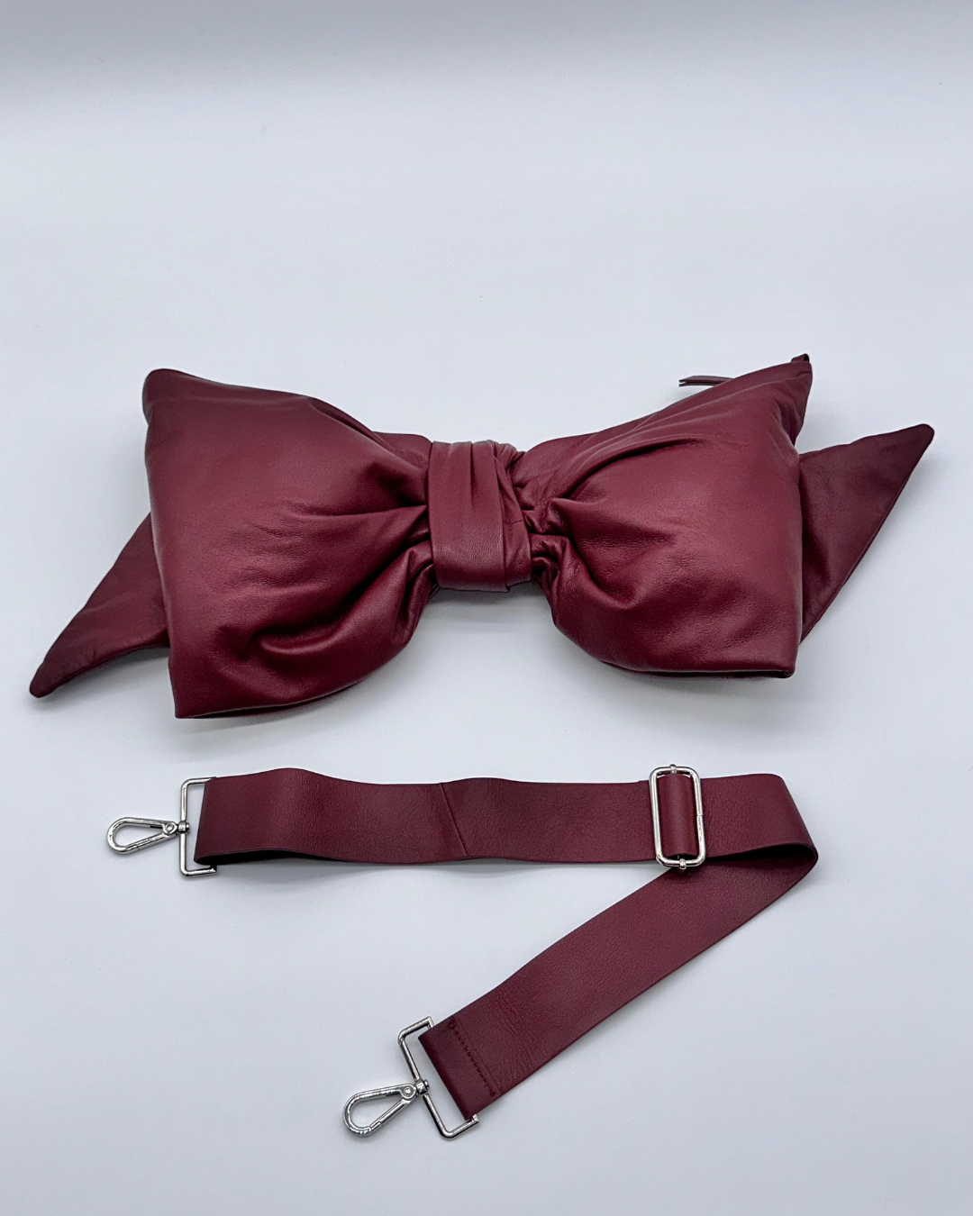 Burgundy Oversized Bow Clutch