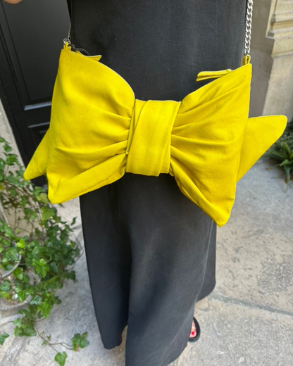 Neon Yellow Bow Clutch