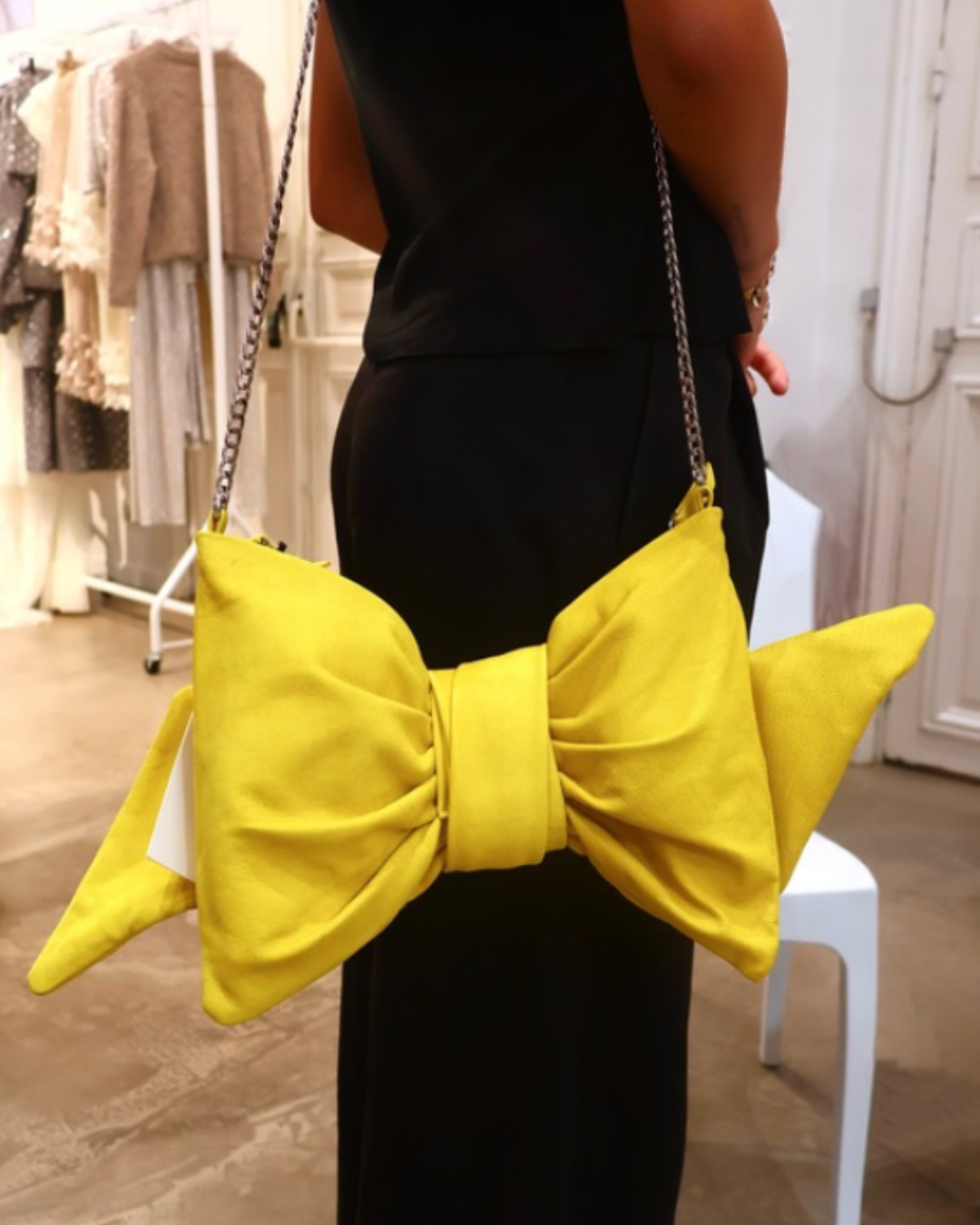 Neon Yellow Oversized Bow Clutch