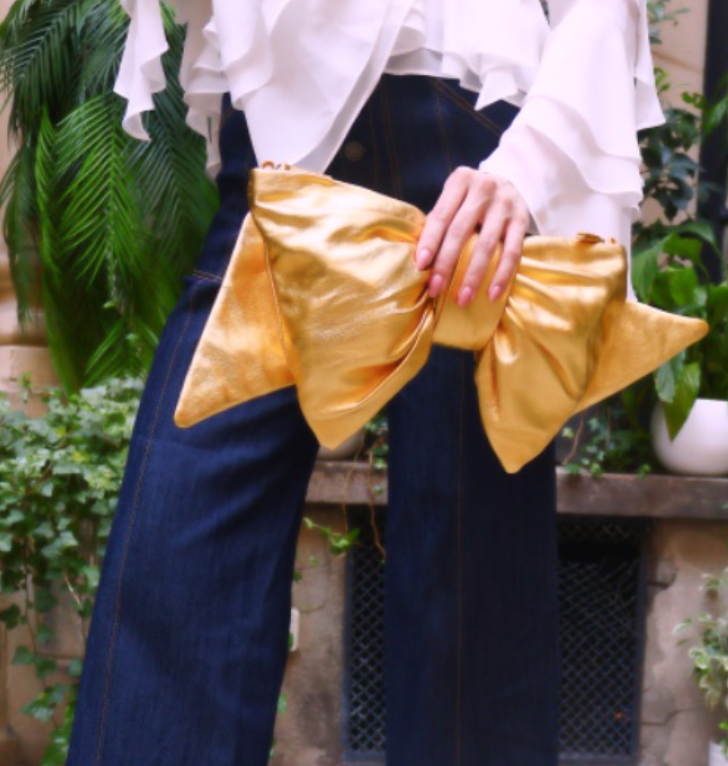 Gold Oversized Bow Clutch