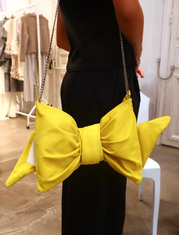 Neon Yellow Bow Clutch